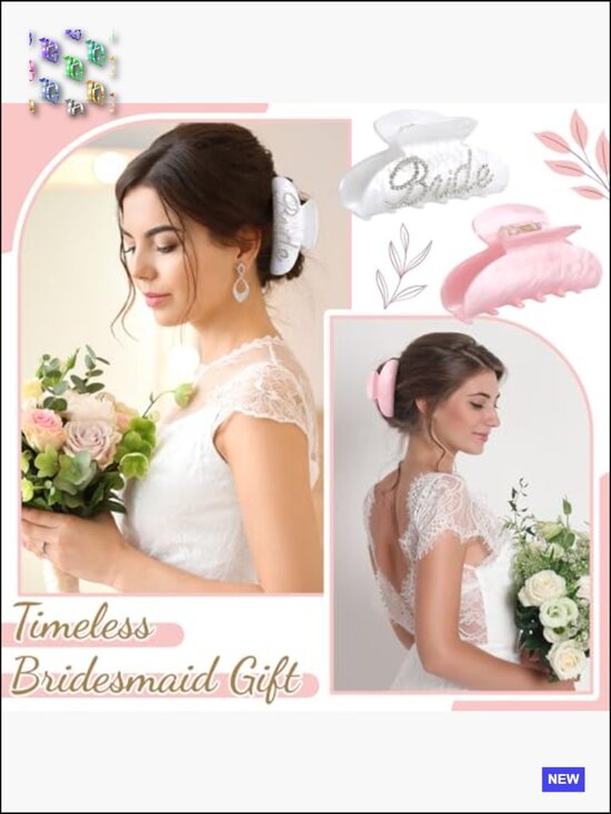 8pcs Bridesmaid Hair Clips Acrylic Claw Clamps Non-slip Large Bulk Wedding main image 5